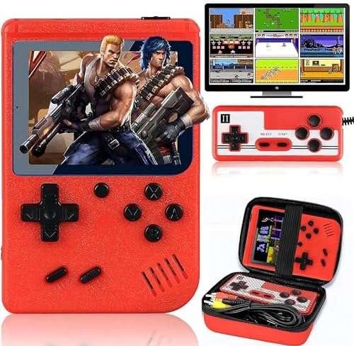 Handheld Game Console for Kids Adults, Game Boy Portable Retro Game Console with 500 Classic Arcade Video Games 3 Inch Color Screen, 1020mAh Rechargeable Support TV Connection & Two Players(red)