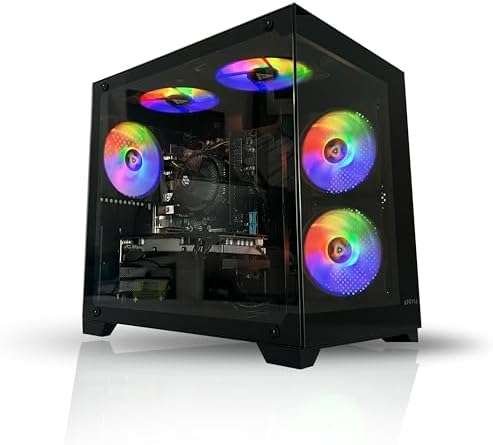 Alarco Gaming PC Desktop Computer Intel 3.70GHz,16GB Ram,512 GB SSD,Windows 11 pro,WiFi Ready,Video Card RX 580 8GB, 5 RGB Fans with Remote