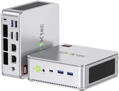 GMKtec K8 Gaming Mini PC Windows 11 Pro Dual LAN 2.5Gbps AMD Ryzen 7 8845HS Desktop Computer, 32GB DDR5 Dual Channel (16GB*2) 1TB PCIe4.0 SSD, USB4.0, HDMI, DP, USB-C, WiFi 6E, BT 5.2