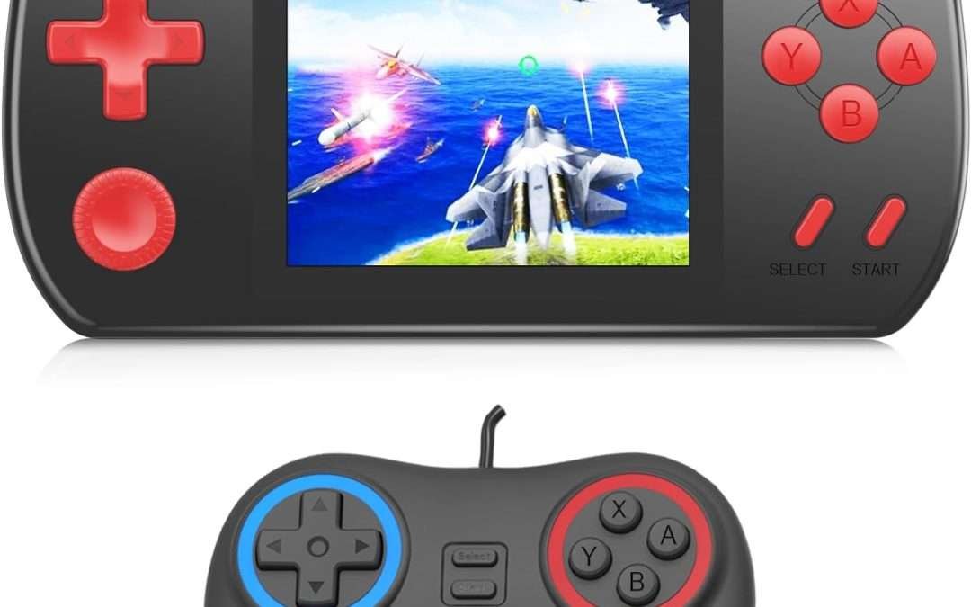 Handheld Game Console for Kids Adults Built-in 270 Retro Video Games, Portable Gaming System with Rechargeable Battery Gamepad, Mini Arcade Toys Supports 2 Players Birthday Xmas Gifts, Black