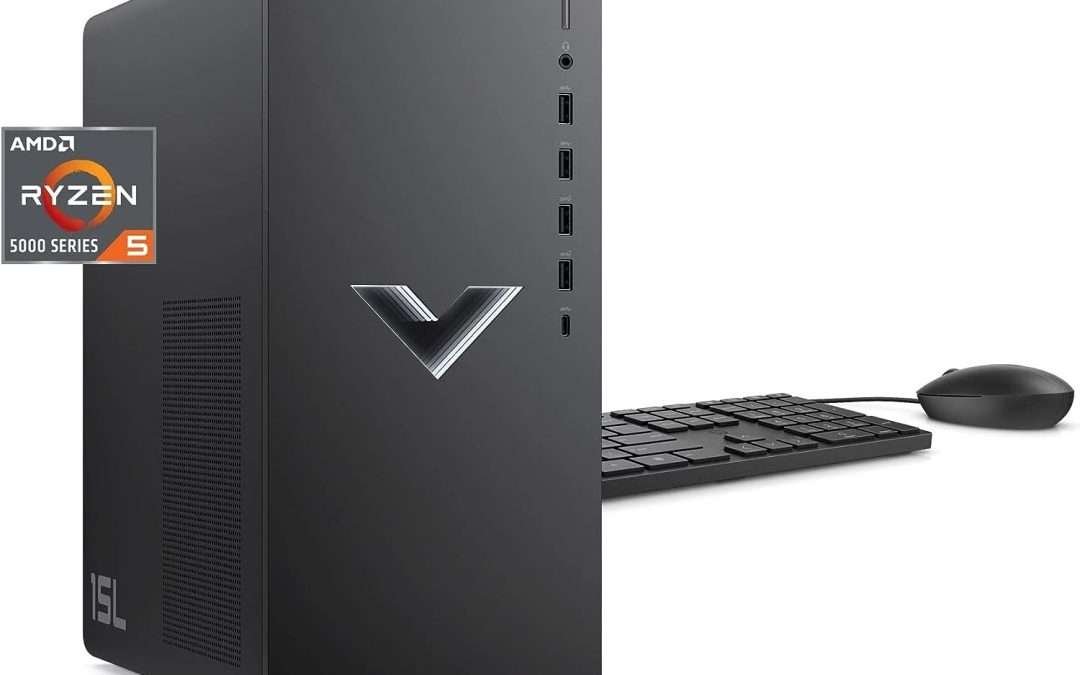 HP 2023 Victus 15L Gaming Desktop PC, AMD 6-Core Ryzen 5600G Processor (Up to 4.4 GHz), 32GB RAM, 1TB NVMe + 1TB HDD, AMD Radeon RX6400, Mouse and Keyboard, Win 11 Home, Mica Silver