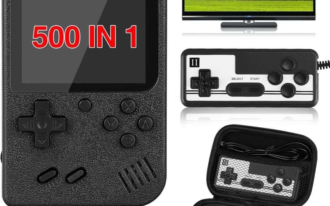 Handheld Game Console for Kids Adults – Electronic Games for Kids with 500 Classical FC Games,Portable Retro Handheld Game Console,3.0Inches LCD Screen,Support for Connecting TV and Two Players(Black)
