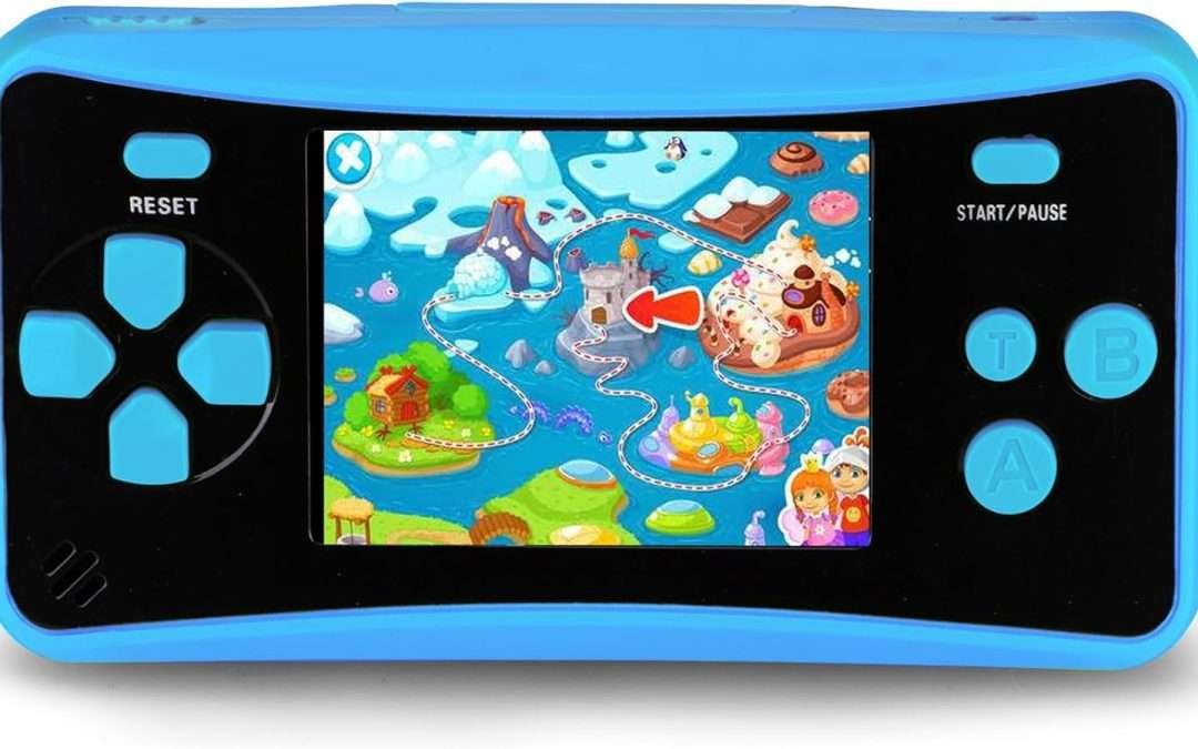 QS17Blue Handheld Game for Kids Portable Retro Video Game Player Built-in 182 Classic Games 2.5 inches LCD Screen Family Recreation Arcade Gaming System Birthday Present for Children