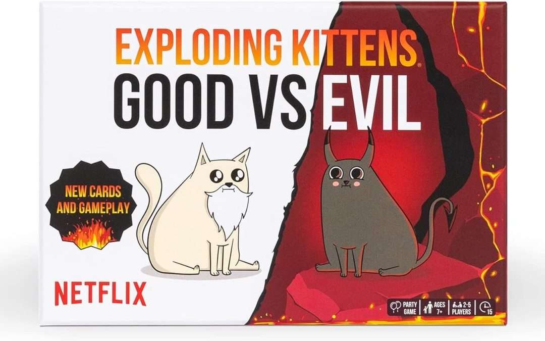 Exploding Kittens Good vs. Evil – 55 Cards Inspired by The Netflix Series – Elevate with New Characters – Funny Card Games for Adults and Kids, Easy to Learn Family Games – Ages 7 and Up