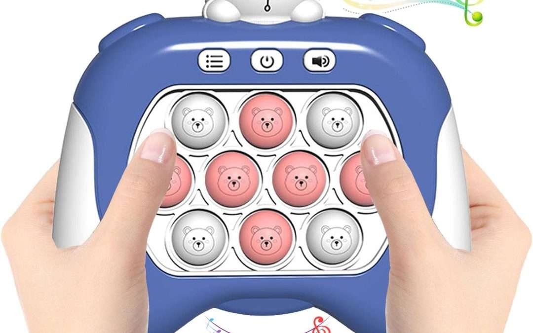 Pop Pro Fast Push Game, Pop Fidget Light Up It Pocket Game for Kids Ages 3-12, Handheld Sensory Game Toy with 4 Modes Party Quick Push Game Fidget Toys, Xmas Gifts for Kids (Blue)