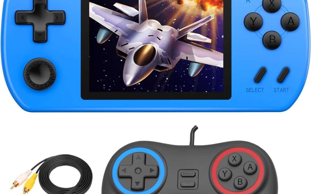 Great Boy Handheld Games for Kids Aldults with 270 Classic Retro Video Game 3.0” Color Screen TV Output Rechargeable Arcade Gaming Player,Support 2 Players Gamepad Birthday Xmas Gift（Blue）