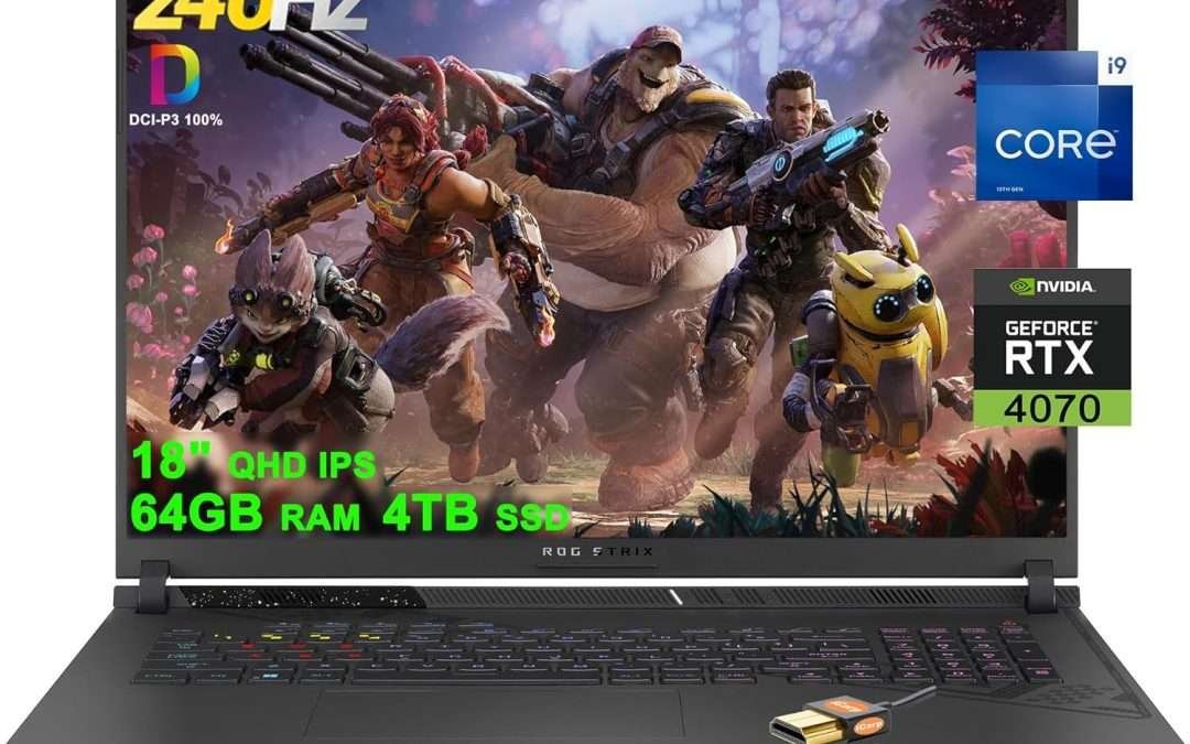 ASUS ROG Strix G18 G814 Gaming Laptop 18″ QHD 240Hz (100% DCI-P3, 3ms) Intel 24-Core i9-13980HX 64GB RAM 4TB SSD GeForce RTX 4070 8GB Thunderbolt RGB Backlit Fast Charging Win11 Black + HDMI Cable