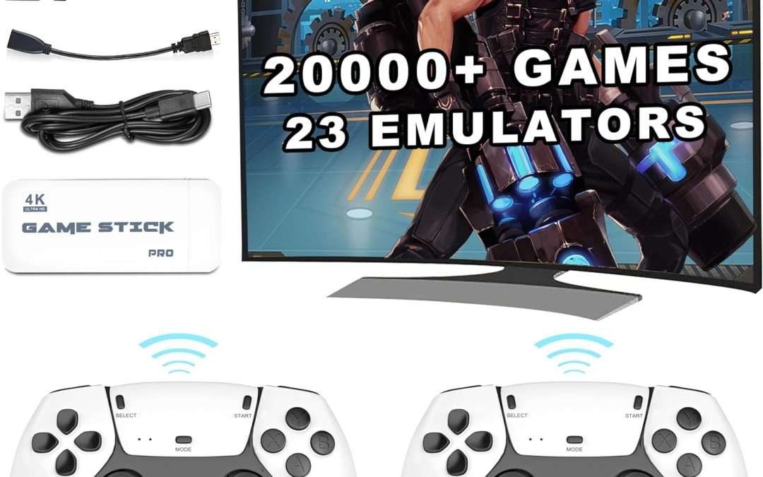 Wireless Retro Game Stick – 20000+ Games, HD Output System Built in 23 Emulators Plug and Play Video Game Consoles with 2.4G Wireless Controllers,64GB TF Card for Gamers of All Ages