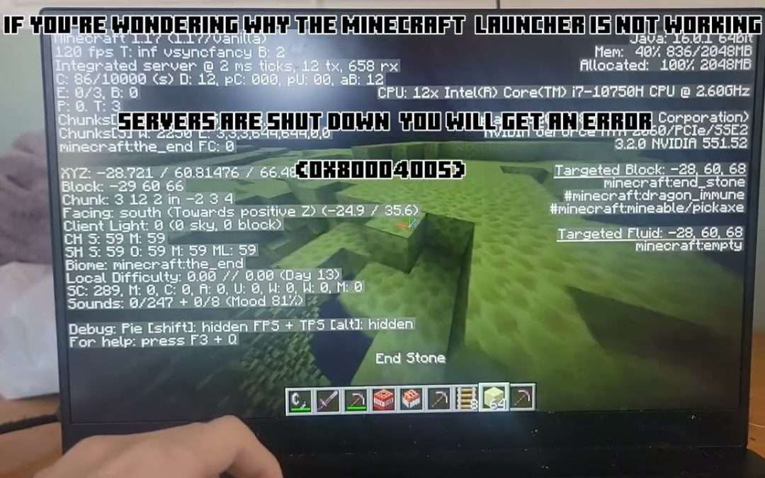 The Minecraft servers are down July 2nd  you will get an error of (0×80004005)