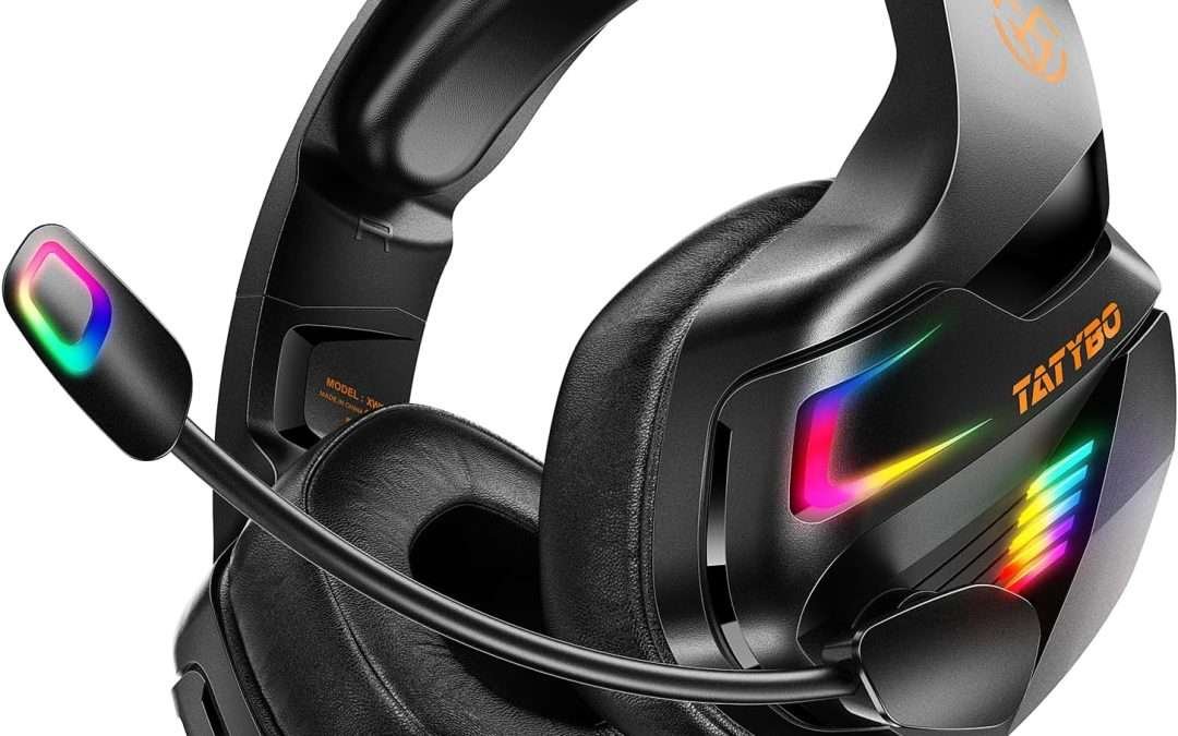 Gaming Headset for PS5, PS4, PC, Gaming Headphones with Noise Cancelling Microphone, Over-Ear Gamer Headset with Stereo Sound for Laptop Switch Xbox (Black)