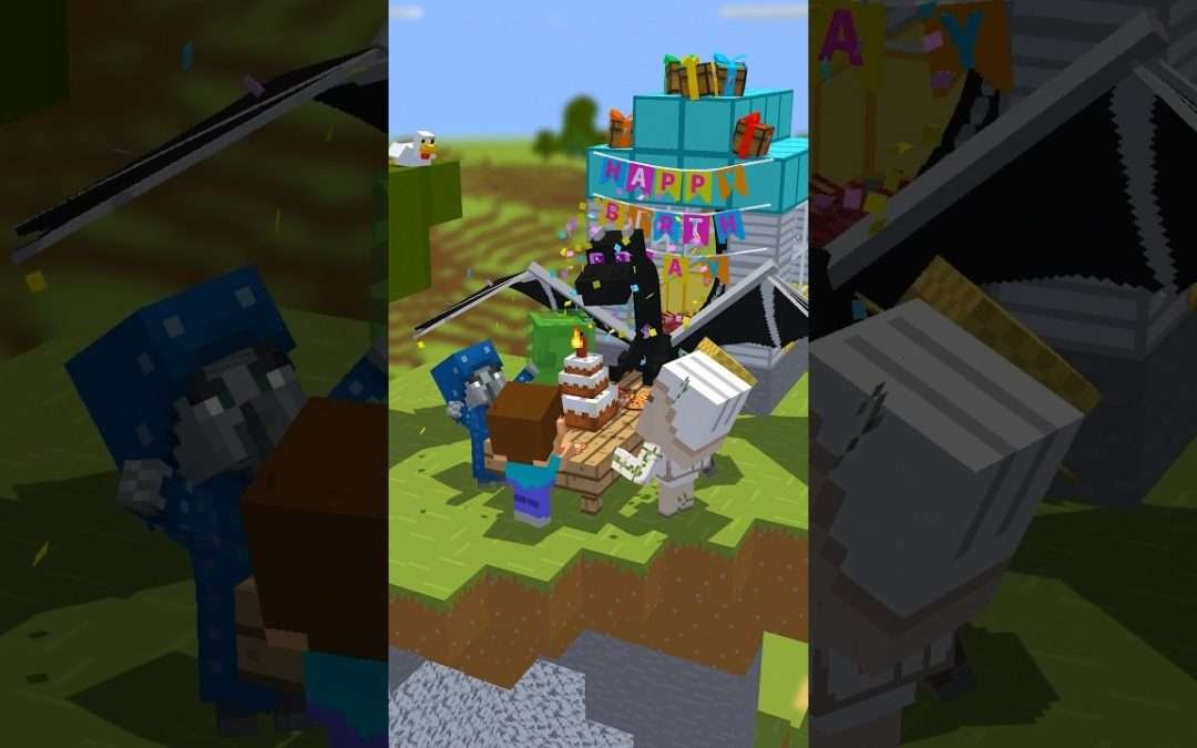 HELP Herobrine! Celebrate Baby Ender Dragon's Birthday!  – Minecraft Animation #shorts