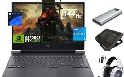 HP Victus Gaming Laptop, 15.6″ 144Hz FHD, 8-Core Intel i5-13420H, NVIDIA RTX 4050 6GB GPU, 32GB RAM, 1TB SSD, Backlit KB, WiFi 6, Webcam, KeyPad, USB-C, 3-in-1 Essential Gaming Bundle, Win 11 Pro