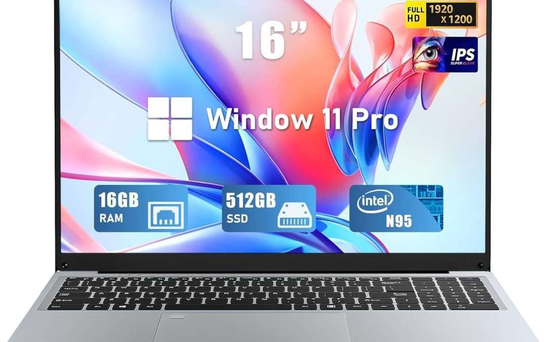 Gaming Laptop, 16 Inch FHD Display (1920 x 1200), N95 Laptop Computer (up to 3.4GHz), 16GB RAM 512GB SSD, Supports 180 Angle Opening, Bluetooth, Backlit Keyboard, Windows 11 Pro