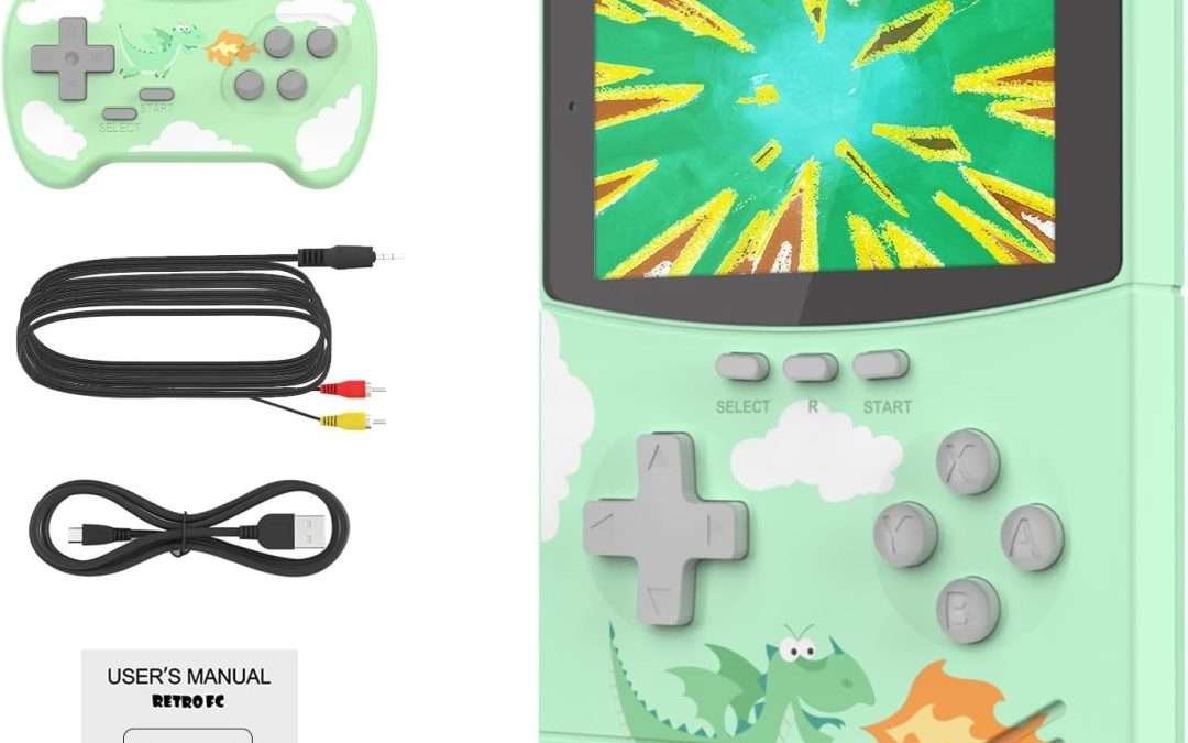 Handheld Game Console, Retro Game Player with 500 Classical FC Games, Support for Connecting TV & Two Players with Rechargeable Battery Gift for Kids and Adult (Green)