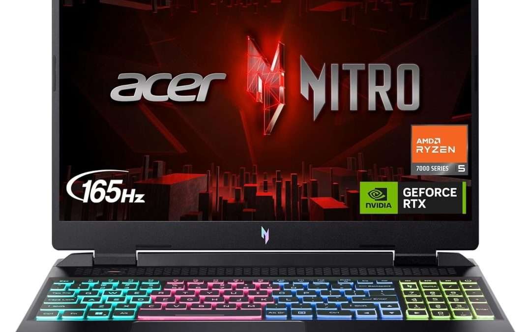 Acer Nitro 16 Gaming Laptop | AMD Ryzen 5 7640HS Hexa-Core CPU | NVIDIA GeForce RTX 4050 Laptop GPU | 16″ WUXGA 165Hz IPS Display | 8GB DDR5 | 512GB Gen 4 SSD | WiFi 6E | RGB Backlit KB | AN16-41-R148