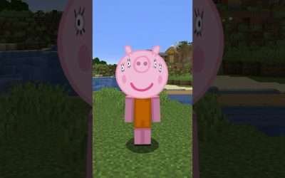 Peppa Pig Family Minecraft skins with actual heads (Front view)