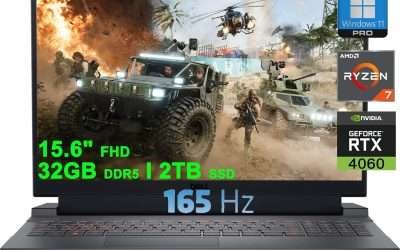 Dell G15 5535 Gaming Laptop | 15.6″ FHD 165Hz (100% sRGB) | AMD Zen4 8-core Ryzen 7 7840HS Processor (>i7-12700H) | 32GB DDR5 2TB SSD | GeForce RTX 4060 8GB Graphic | Backlit USB-C Win11Pro Gray