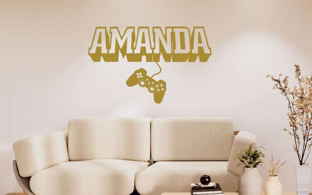 Wall Vinyl Decal Home Decor Art Sticker 3D Personalized Name Boy Girl Gamer Controller Video Game Studio Teen Nursery Play Room Removable Stylish Mural Unique Design 2443