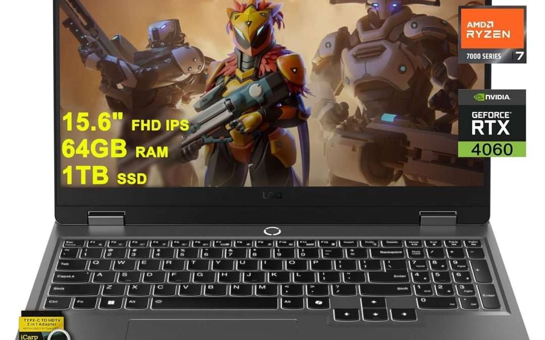 Lenovo LOQ Gaming Laptop 15.6″ FHD IPS 144Hz (100% sRGB G-SYNC) AMD Octa-Core Ryzen 7 7435HS (Beats i7-12650H) 64GB RAM 1TB SSD GeForce RTX 4060 Backlit Nahimic Rapid Charge Win11 w/ICP Accessory