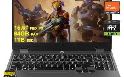 Lenovo LOQ Gaming Laptop 15.6″ FHD IPS 144Hz (100% sRGB G-SYNC) AMD Octa-Core Ryzen 7 7435HS (Beats i7-12650H) 64GB RAM 1TB SSD GeForce RTX 4060 Backlit Nahimic Rapid Charge Win11 w/ICP Accessory