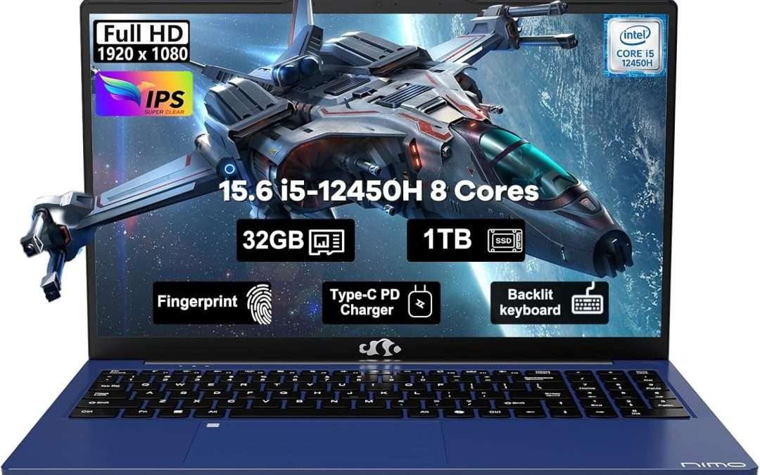 NIMO 15.6 FHD-Laptop, 8 cores Intel i5-12450H 32GB RAM 1TB SSD (Beat AMD R5 5500U,up to 4.4 GHz) 100W Type C IPS Business Laptop-Computer with Backlit Keyboard Fingerprint WiFi6 Win 11