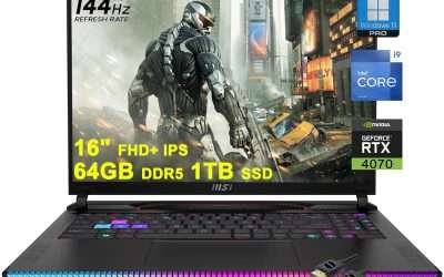 MSI Raider GE68HX Gaming Laptop | 16″ FHD+ IPS 144Hz | Intel 24-core i9-14900HX | 64GB DDR5 1TB SSD | GeForce RTX 4070 | RGB Backlit Thunderbolt4 Dynaudio FHD IR Privacy Camera Win11Pro + HDMI Cable