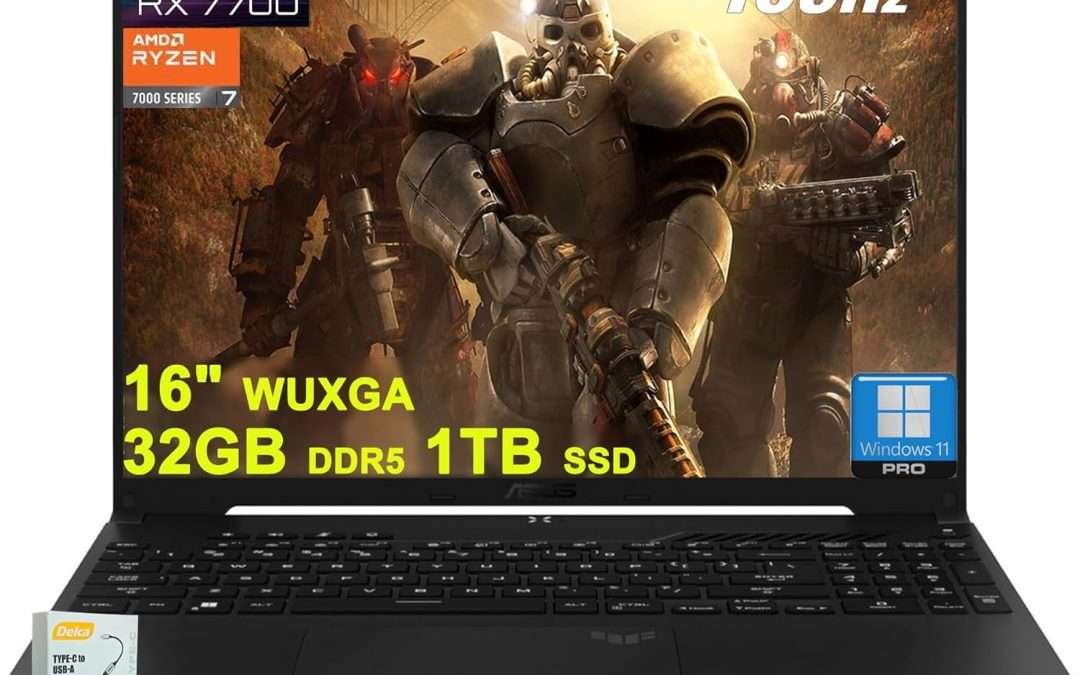 Asus TUF Gaming A16 Laptop | 16″ WUXGA 165Hz 100% sRGB | AMD 8-core Ryzen 7 7735HS | 32GB DDR5 1TB SSD | Radeon RX7700S 8GB Graphic (>RTX4060) | Backlit USB-C USB4 Win11Pro w/DLCA Accessory