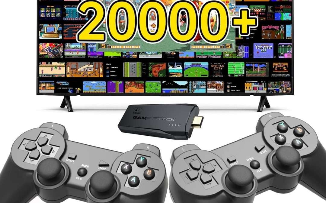 Retro Game Console,Retro Game Stick with 20,000+ Games,4k Hdmi Output Game Stick,TV-Connectable Game Stick,Plug and Retro Play Video Games for Tv,Wireless Game Stick(Black 64GB)