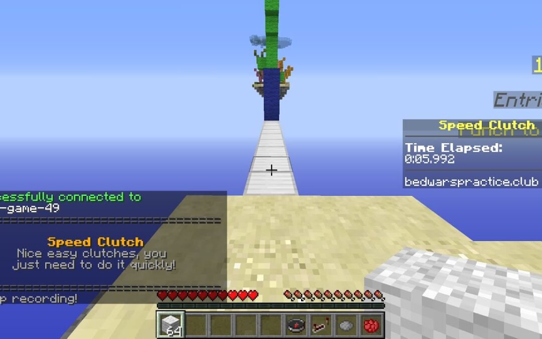 I speedrun Speed Clutch in 14 seconds.(Minecraft Bedwars Practice Server)
