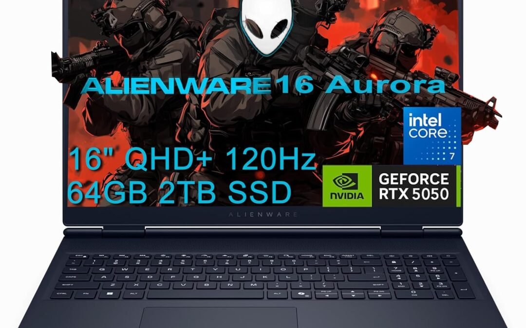 2025 Alienware 16 Aurora Gaming Laptop (16″ QHD+ 120Hz, Intel 10-Core 7 240H, 64GB DDR5 RAM, 2TB SSD, NVIDIA GeForce RTX 5050 8GB), White Backlit Keyboard, Wi-Fi 7, Ethernet, Webcam, Win 11 Home