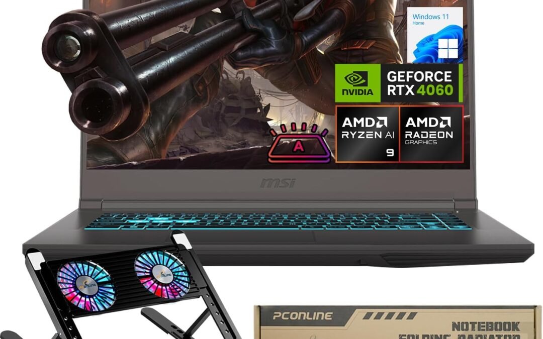 MSI Ultra Thin A15 B8VF VR-Ready AI Gaming Laptop, 15.6 FHD 144Hz, AI AMD Ryzen 9 8945HS, NVIDIA GeForce RTX 4060, 32GB DDR5 RAM, 1TB SSD, Cooler Boost, Bundle with PCO Notebook Fold Radiator, Cooler