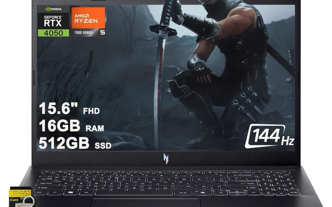 acer Nitro V 15 Gaming Laptop 15.6″ FHD IPS 144Hz AMD 6-core Ryzen 5 7535HS 16GB RAM 512GB SSD GeForce RTX 4050 Backlit USB-C Win11 w/ICP Hub