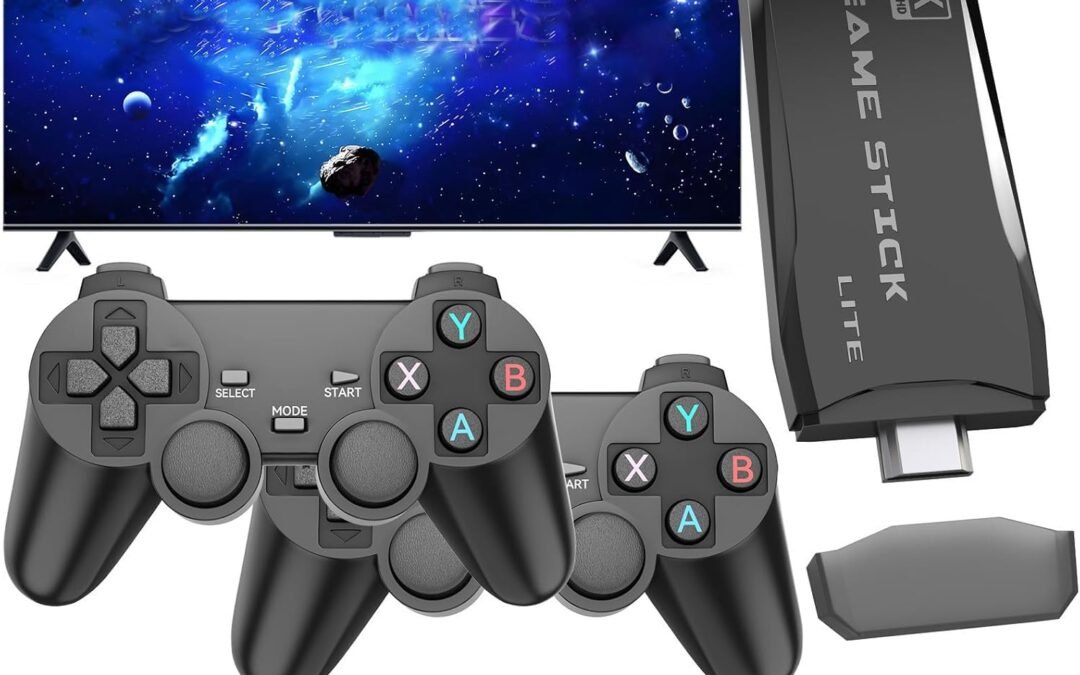 Wireless Retro Gaming Console Stick,Plug and Play TV Video Games Stick Built-in Retro Drive 20000+ Games,4K HDMI Output,Dual 2.4G Wireless Controllers (64GB)