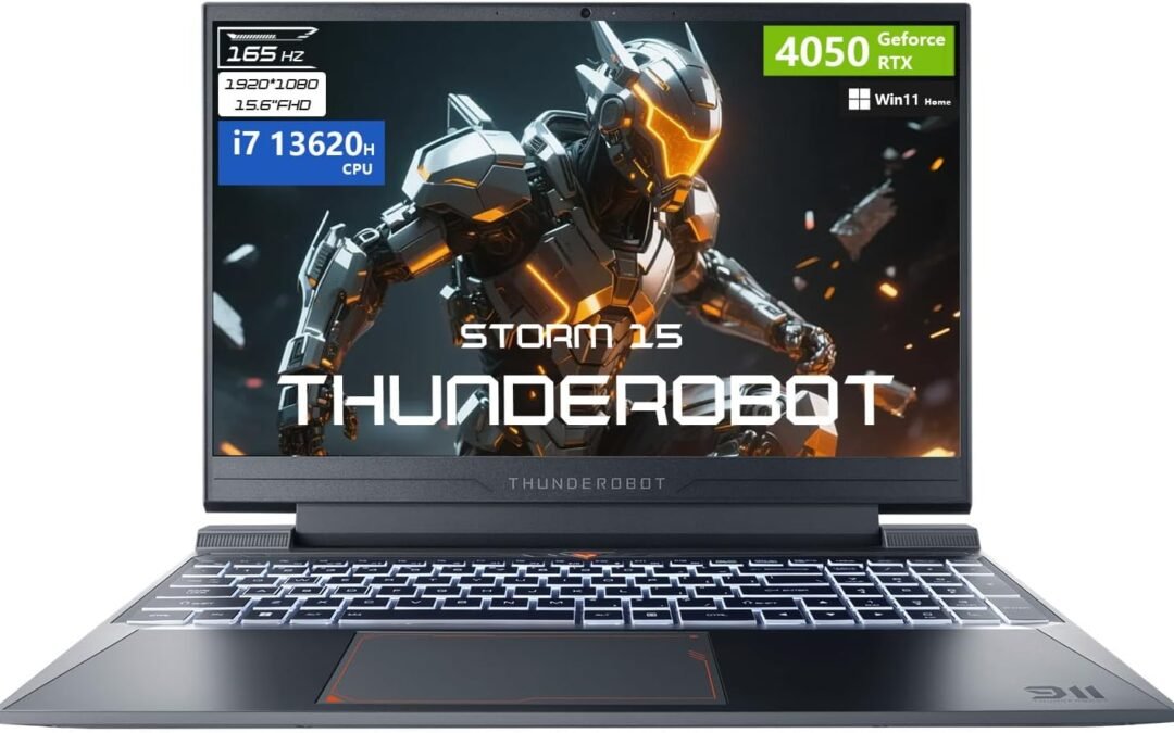 Thunderobot Storm 15 4050 Gaming Laptop, Intel Core i7-13620H, GeForce RTX 4050, 15.6″ FHD 165Hz Display, 64GB RAM, 1TB SSD, Backlit Keyboard, HDMI, Wi-Fi, Win 11 Home, Black