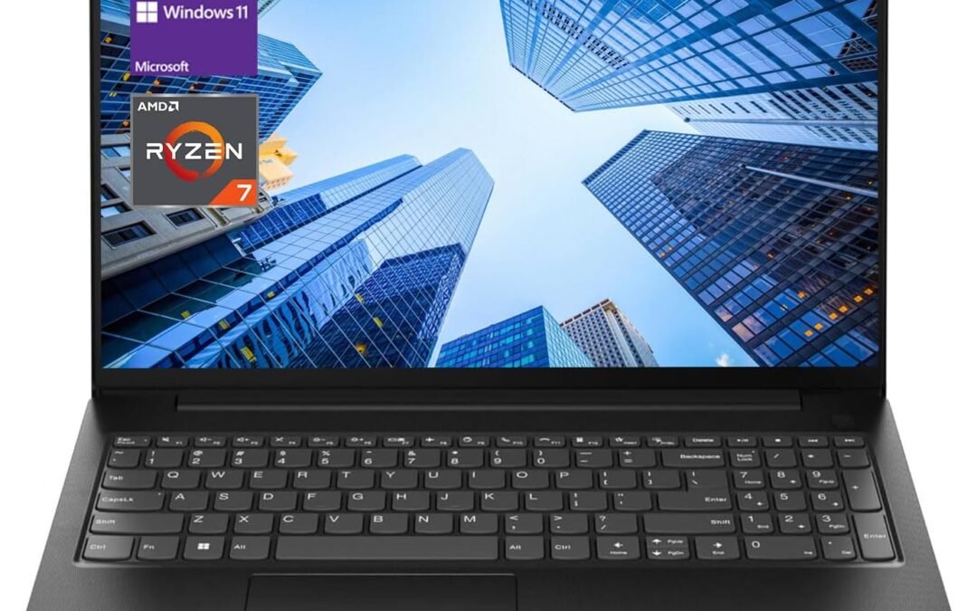 Lenovo V-Series V15 Business Laptop, 15.6″ FHD Display, AMD Ryzen 7 7730U, 40GB RAM, 1TB SSD, Numeric Keypad, HDMI, RJ45, Webcam, Wi-Fi, Windows 11 Pro, Black