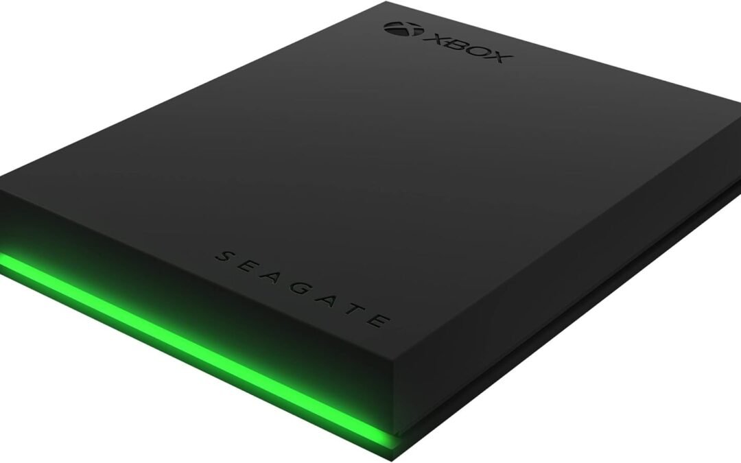 Seagate Game Drive for Xbox 2 TB External Hard Drive Portable HDD – USB 3.2 Gen 1, Black with built-in green LED bar, Xbox Certified, 3 year Rescue Services (STKX2000400)