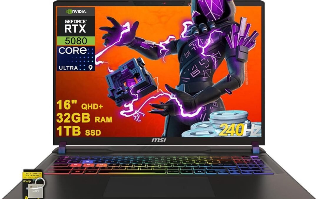 msi Vector 16 HX AI Gaming Laptop 16″ QHD+ IPS 240Hz Intel 24-core Ultra 9 275HX (>i9-14900HX) 32GB RAM 1TB SSD GeForce RTX 5080 (Up to 1334 AI Tops) RGB Backlit Thunderbolt5 Win11 ICP Hub w/Copilot