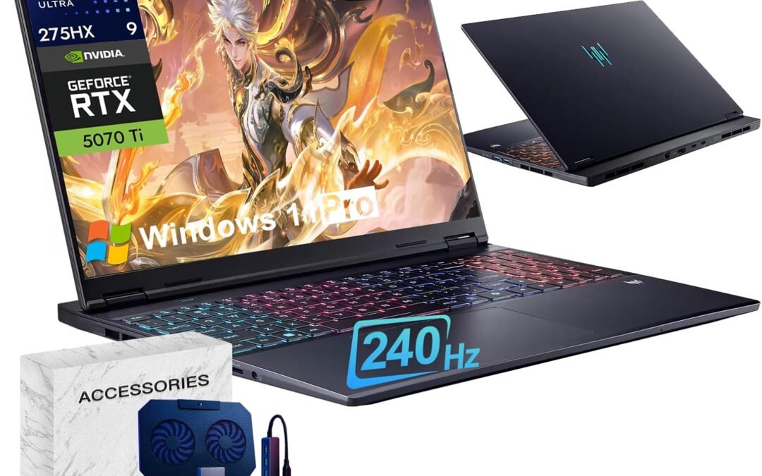 acer Predator Helios Neo 16S Gaming Laptop Computer – 16″ 2.5K WQXGA 240Hz, Intel Ultra 9 275HX(Up to 5.4GHz), NVIDIA RTX 5070Ti 12GB GDDR7, RGB KB, Win 11 Pro, w/Accessories(64 GB RAM, 1 TB SSD)