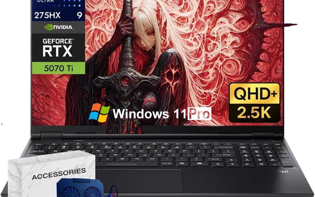 acer Predator Helios Neo 16″ AI Gaming Laptop – 16″ 2.5K WQXGA 240Hz OLED Display, Intel Ultra 9 275HX, NVIDIA RTX 5070Ti 12GB GDDR7, RGB KB, Win 11 Pro, w/Accessories(32 GB DDR5, 2 TB SSD)