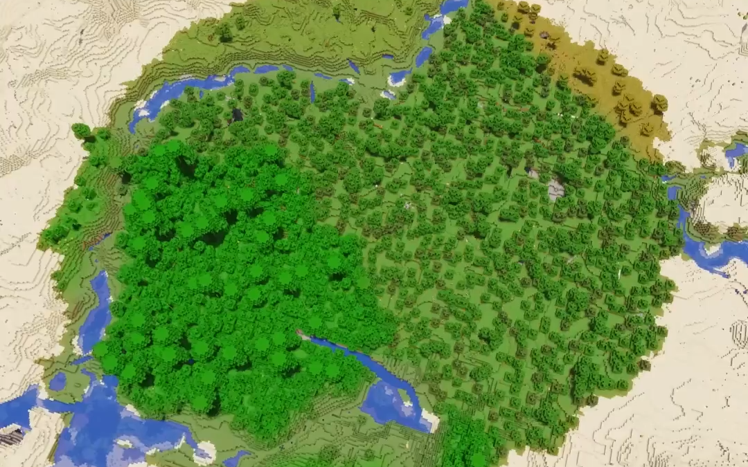 @zer0l1ne_ This Minecraft Desert Seed Has a Circlular Oasis Full Of Different Bi…
