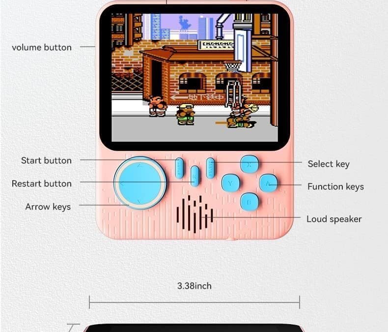 Retro Mini Game Console Classic Games Built-in 666 Games ,AV Output, 3.5 Inch Screen, Portable Handheld Game Machine Support 2 Players Game pad Included (Pink)