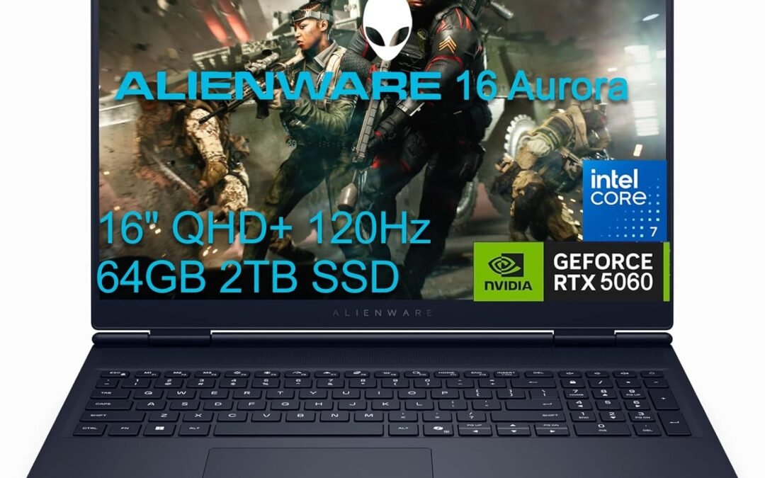 Alienware 16 Aurora Gaming Laptop (16″ QHD+ 120Hz, Intel 10-Core 7 240H (> i7-13620H), 64GB DDR5, 2TB SSD, NVIDIA GeForce RTX 5060 8GB), Backlit Keyboard, Wi-Fi 7, Ethernet, Webcam, Win 11 Home