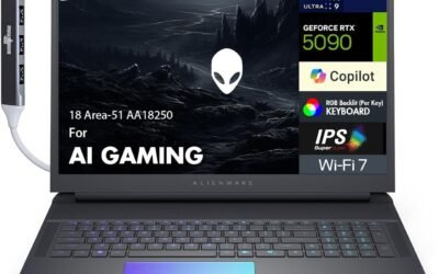 Alienware 18 Area-51 AA18250 AI Gaming Laptop 18″ WQXGA 300Hz, (Intel Ultra 9-275HX, GeForce RTX 5090 24GB, 64GB DDR5, 4TB PCIe SSD, Win 11 Home) w/DKZ USB Port Expander