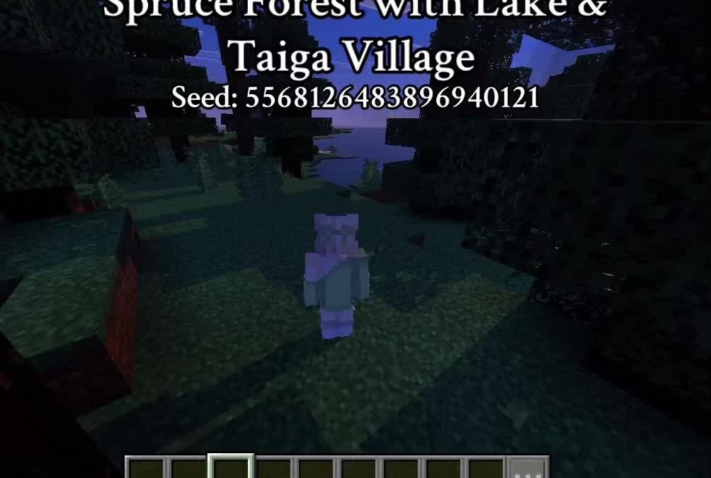 @olivesblockyadventures A beautiful Spruce Forest surrounding A Lake & Taiga Vil…