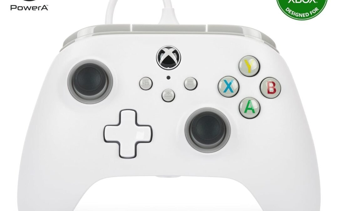 PowerA Wired Controller for Xbox Series X|S – White, gamepad, wired video game controller, gaming controller, works with Xbox One