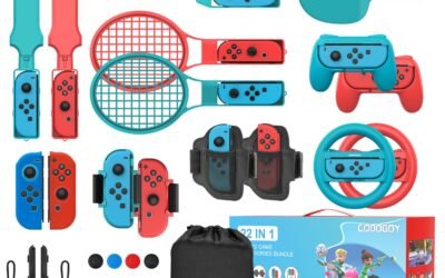CODOGOY 22 in 1 Switch Sports Accessories Bundle with Carry Bag for Switch Sports Games, Family Accessories Kit Sports Party Pack Compatible with Nintendo Switch/Switch OLED