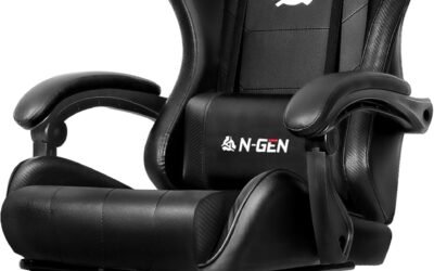 NEO CHAIR Video Gaming Chair with Footrest High Back Ergonomic Comfortable Office Computer Desk with Lumbar Support Height Adjustable with PU Leather Recliner for Adults Women Men (Black)