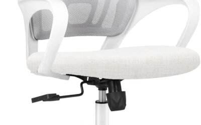 NEO CHAIR Office Desk Computer Chair Ergonomic Mesh Gaming Cushion Seat with Comfy Lumbar Mid Back Support Adjustable Height Swivel Rolling Wheels for Home Task (Ivory)