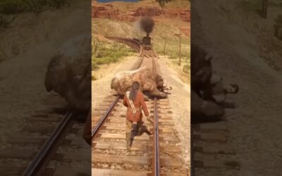 Bear Attack on Train Tracks with Approaching Train in RDR2! 🐻🚂😱 #shorts