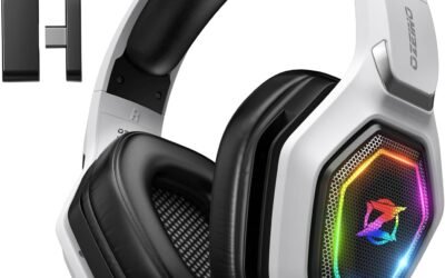 Ozeino Wireless Gaming Headset for PS5, PC, Switch| Lossless Audio-40H Batt | Play & Charge, 2.4GHz USB & Type-C, Flip Mic, Works with PS4, Mac, laptop, mobile, Ideal for FPS, RPG
